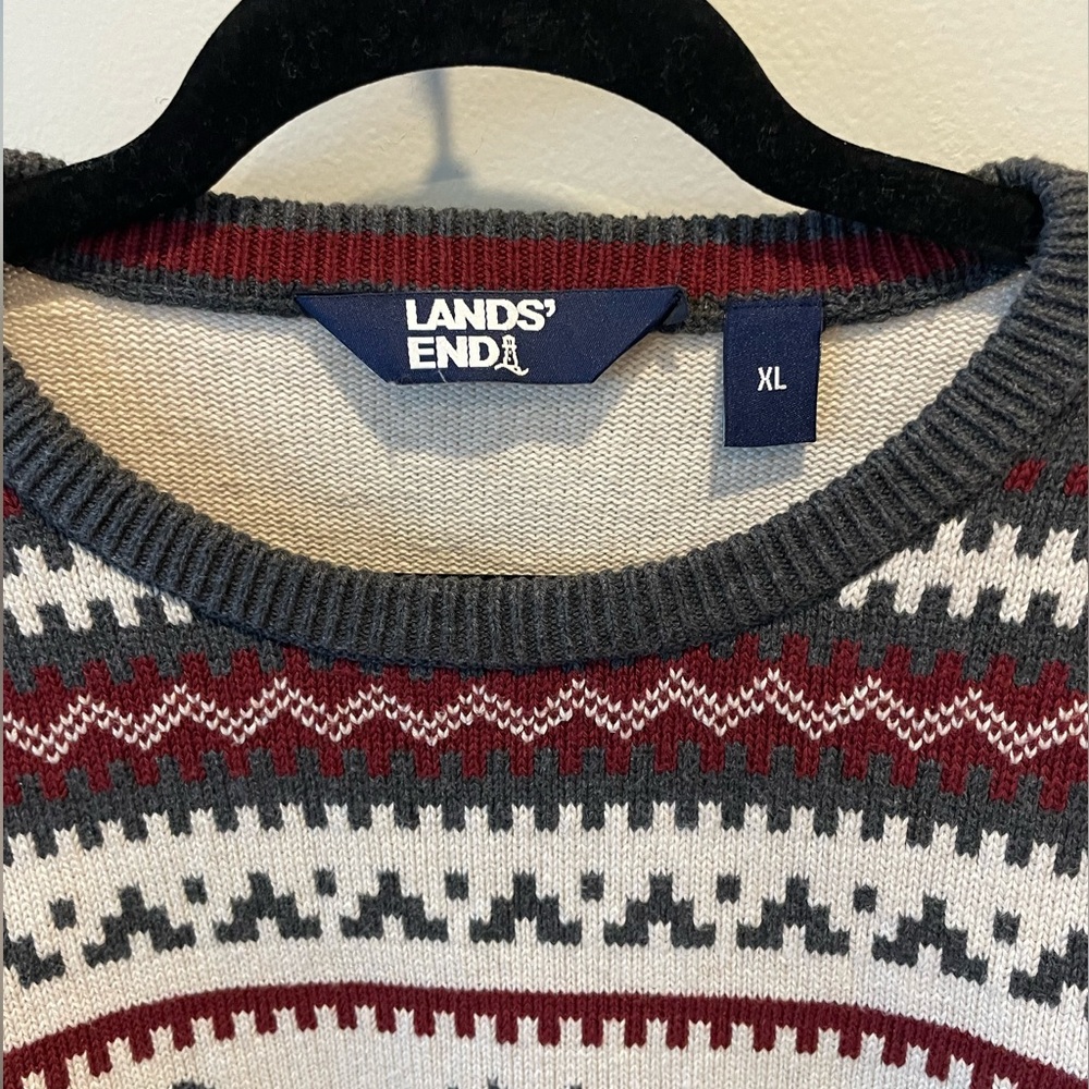 Lands' End Fair Isle Bear Winter Sweater - Picture 2 of 6